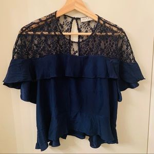 Cute Sandro Lace Silk Top